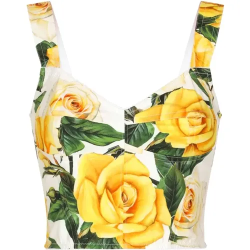 Rose Print Multicolored Top , female, Sizes: XS - Dolce & Gabbana - Modalova