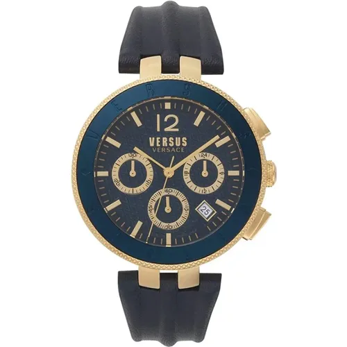 Chrono Steel Blue Dial Watch , male, Sizes: ONE SIZE - Versus Versace - Modalova