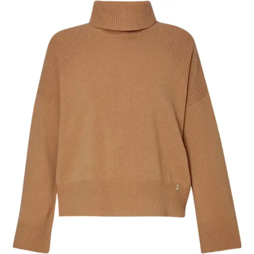 Camel High Neck Wool Sweater , female, Sizes: L, XS, S, M - Liu Jo - Modalova