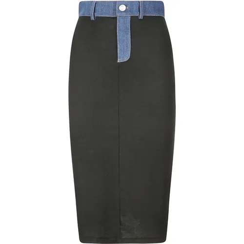 Rib Denim Midi Rock , Damen, Größe: M - Coperni - Modalova