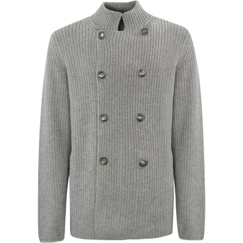 Grauer Woll-Kaschmir-Cardigan-Pullover - BRUNELLO CUCINELLI - Modalova