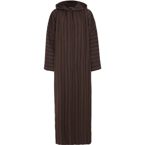 Striped Linen and Virgin Wool Coat , female, Sizes: L, S, M - Cortana - Modalova