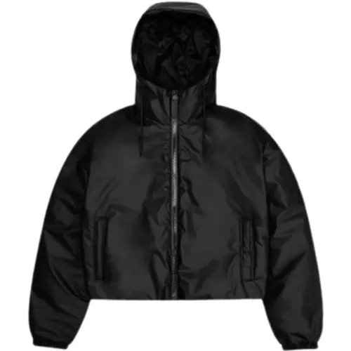 Schwarze Kurze Jacke , Damen, Größe: M - Rains - Modalova