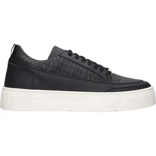 Schwarze Low-Top-Sneakers mit Krokodil-Print , Herren, Größe: 39 EU - Antony Morato - Modalova