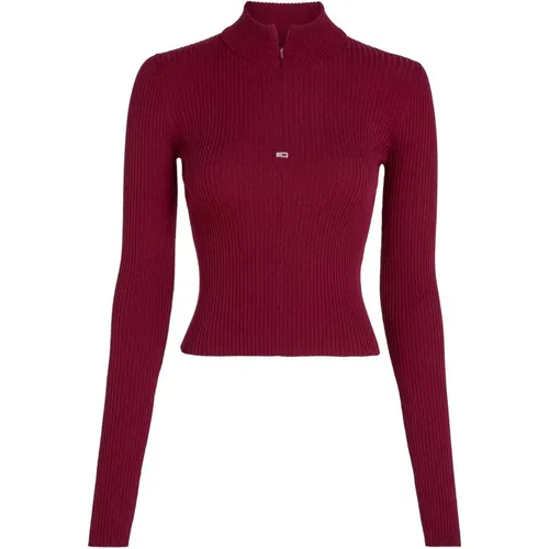 Gerippter Rollkragenpullover , Damen, Größe: XS - Tommy Jeans - Modalova