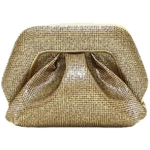 Eco Fabric Clutch Bag Gold Strass , female, Sizes: ONE SIZE - THEMOIRè - Modalova
