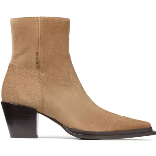 Leather Suede Boots Low Heel , female, Sizes: 4 UK, 5 1/2 UK, 3 UK - Jimmy Choo - Modalova