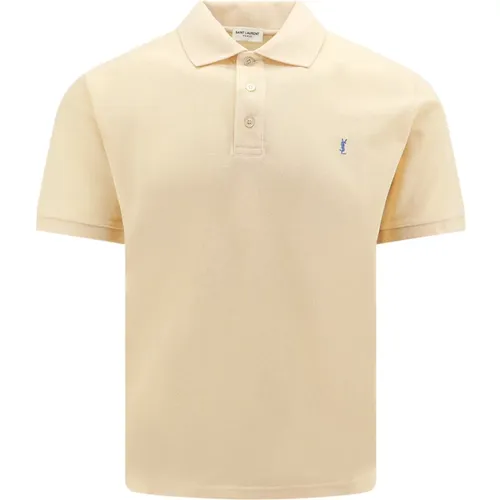 Embroidered Logo Polo Shirt , male, Sizes: L, S - Saint Laurent - Modalova