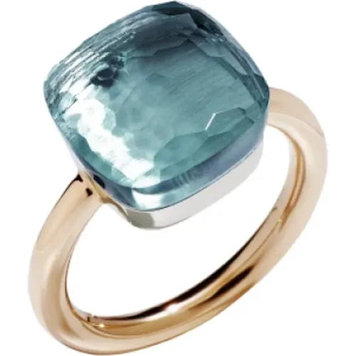 Maxi Nudo Ring - Blue Topaz, 18kt Rose Gold , female, Sizes: 55 MM - Pomellato - Modalova