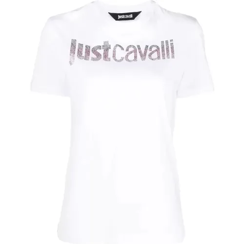 T-Shirt mit Kristallverzierung , Damen, Größe: S - Just Cavalli - Modalova