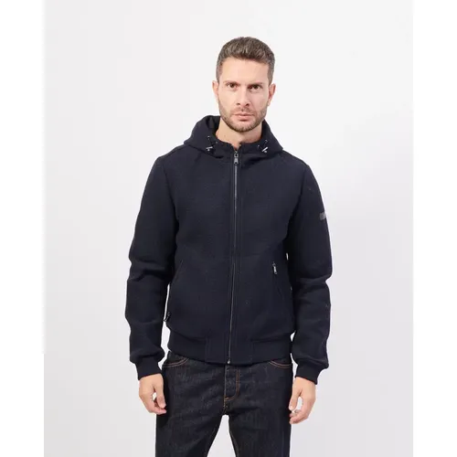 Blaue Kapuzenjacke mit durchgehendem Reißverschluss , Herren, Größe: 3XL - YES ZEE - Modalova