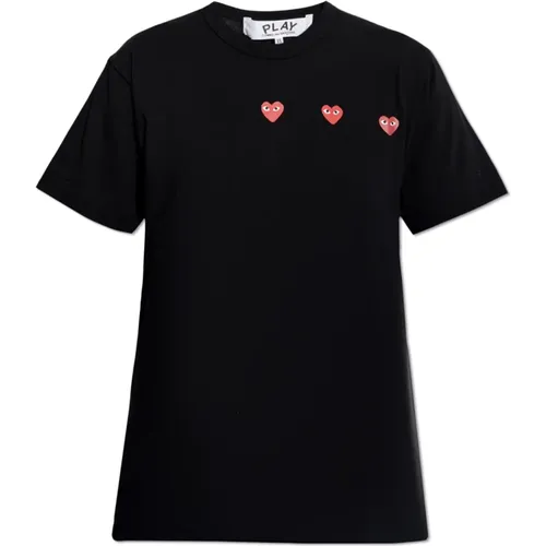 T-Shirt mit Logo-Patch , Damen, Größe: 2XS - Comme des Garçons Play - Modalova
