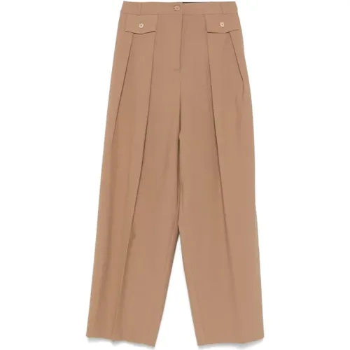 High-waisted wide leg trousers in , female, Sizes: S, XS, 2XS - Semicouture - Modalova