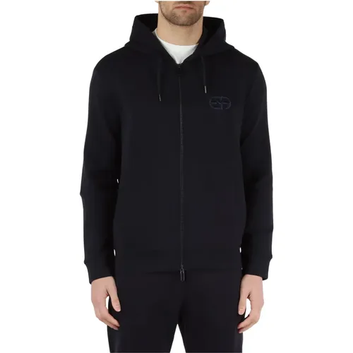 Double Jersey Cotton Zip Sweatshirt , male, Sizes: 2XL, L, S, M, XL - Emporio Armani - Modalova