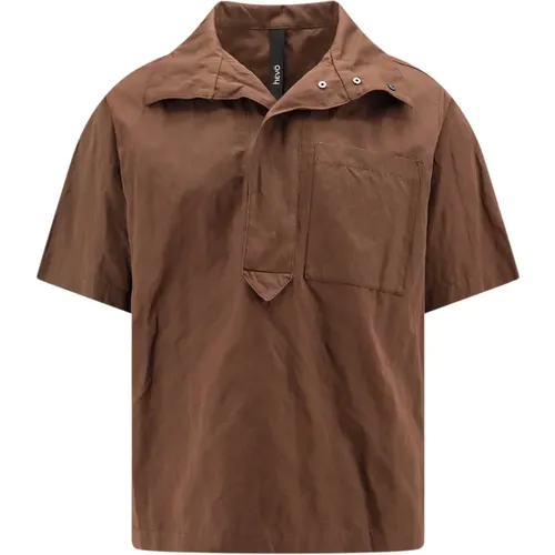 Snap Button Shirt, High Collar, Short Sleeve , male, Sizes: L, XL - Hevo - Modalova