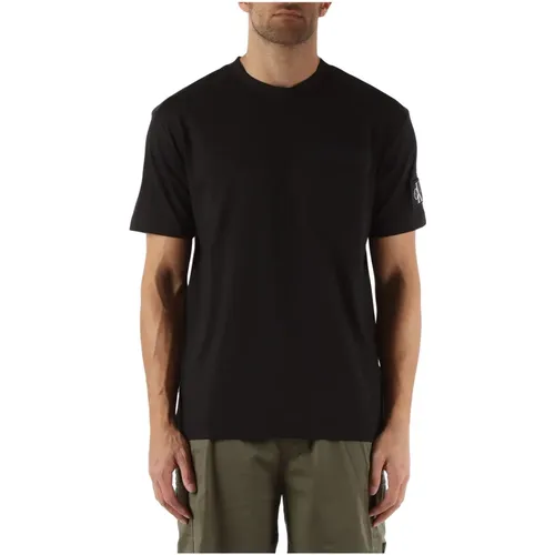 Baumwoll-T-Shirt mit Fronttasche , Herren, Größe: M - Calvin Klein Jeans - Modalova