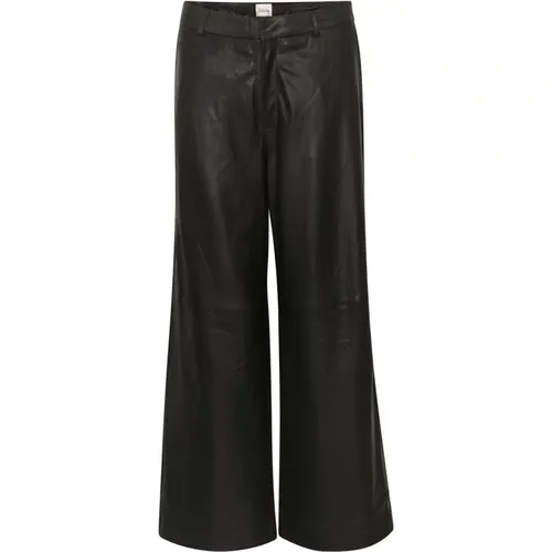 Leather Wide Leg Pants , female, Sizes: XS, XL, S, M, L - My Essential Wardrobe - Modalova