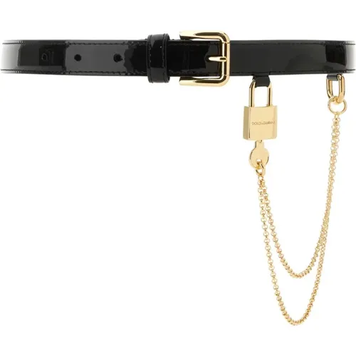 Leather Belt 2cm Height , female, Sizes: 70 CM - Dolce & Gabbana - Modalova