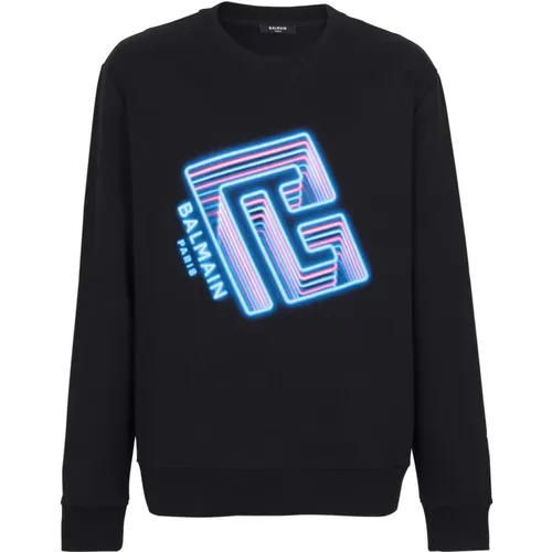 Sweatshirt mit Neon-Logo-Print - Balmain - Modalova