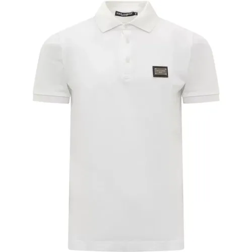 Logo Piqué Baumwoll-Poloshirt , Herren, Größe: L - Dolce & Gabbana - Modalova
