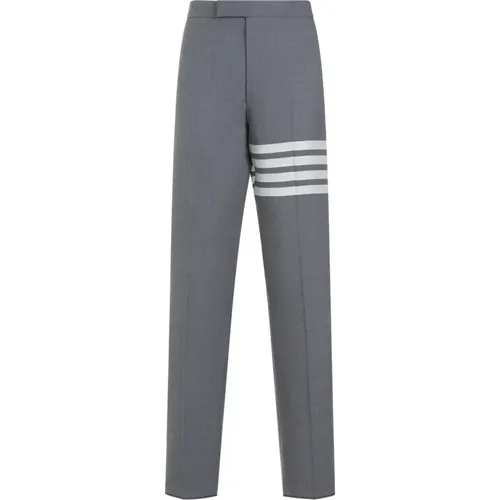 Grey Wool Pants with Signature Stripes , male, Sizes: XL, 2XL - Thom Browne - Modalova