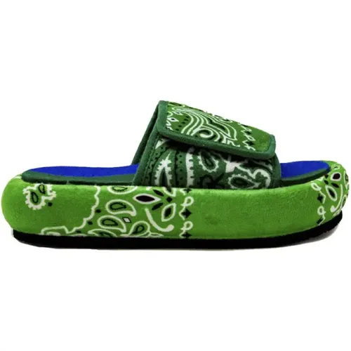 Bandana Platform Sandals - Green/Blue , male, Sizes: 5 UK, 6 UK, 4 UK, 7 UK - Arizona Love - Modalova