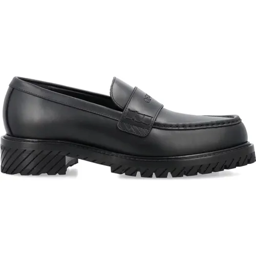 Military Loafers with Diagonal Rubber Sole , male, Sizes: 10 UK, 9 UK, 7 UK, 8 UK, 6 UK - Off White - Modalova