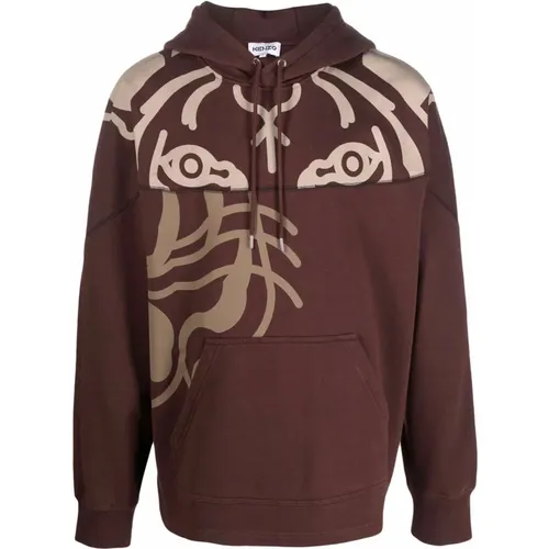 Tiger-Print Hoodie Sweatshirt , male, Sizes: M, S - Kenzo - Modalova