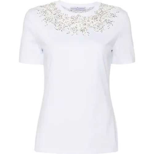 Crystal Lace T-shirt with Tulle Panels , female, Sizes: S, M - Ermanno Scervino - Modalova