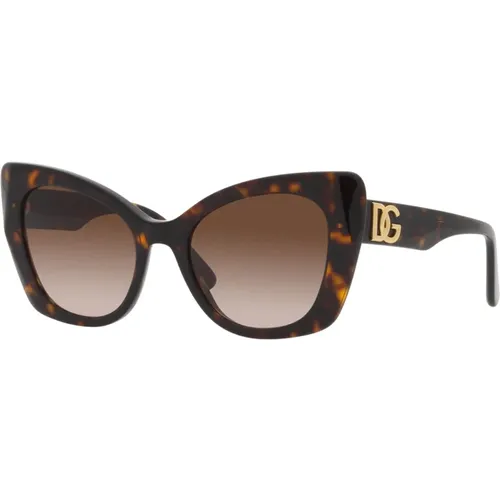 Havana/Braun Getönte Sonnenbrille , Damen, Größe: 53 MM - Dolce & Gabbana - Modalova