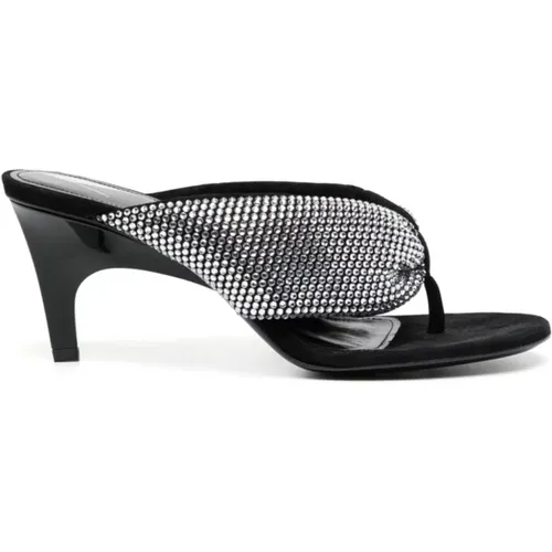 Silver Rhinestone High Heel Sandals , female, Sizes: 5 UK, 8 UK, 3 UK, 4 UK, 6 UK, 7 UK - The Attico - Modalova
