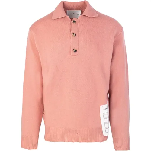 Amaránto, Rosa Polo Pullover Chic Gerippt , Herren, Größe: S - AMARÁNTO - Modalova