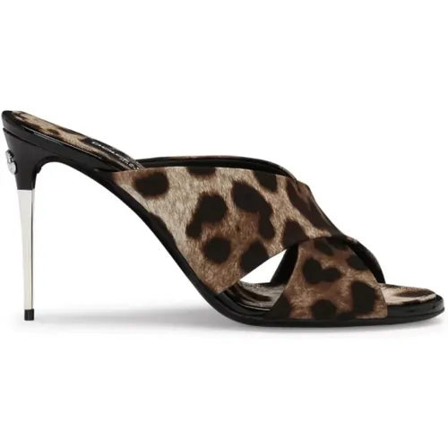 Leopard Print Stiletto Mules , female, Sizes: 6 UK, 5 1/2 UK, 5 UK, 4 UK, 4 1/2 UK - Dolce & Gabbana - Modalova