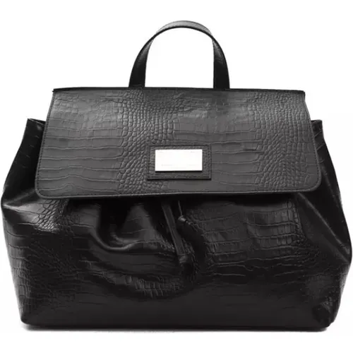 Konvertierbare Handtasche/Rucksack aus schwarzem Leder - Pompei Donatella - Modalova