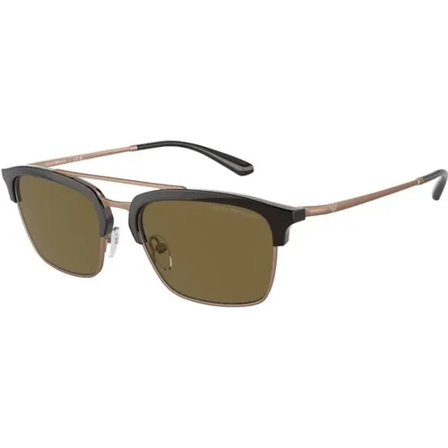 Brauner Rahmen Dunkelbraune Gläser Sonnenbrille - Emporio Armani - Modalova