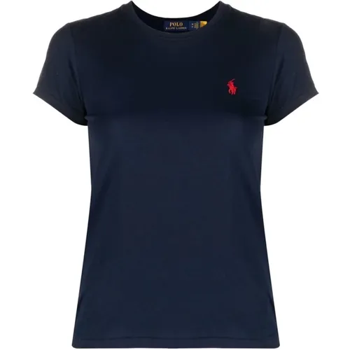 Blaues Polo Pony Baumwoll T-Shirt , Damen, Größe: M - Ralph Lauren - Modalova