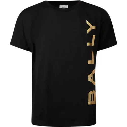 Schwarzes Baumwoll-T-Shirt mit Druck - Bally - Modalova