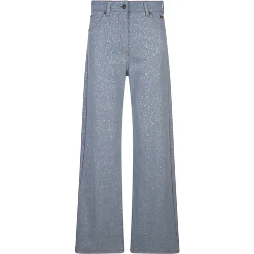 Blaue Glitzer Baggy Jeans , Damen, Größe: 2XS - MSGM - Modalova