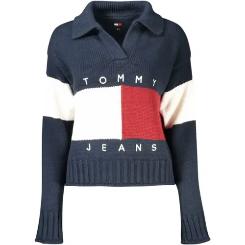 Blauer Wollpullover , Damen, Größe: M - Tommy Hilfiger - Modalova