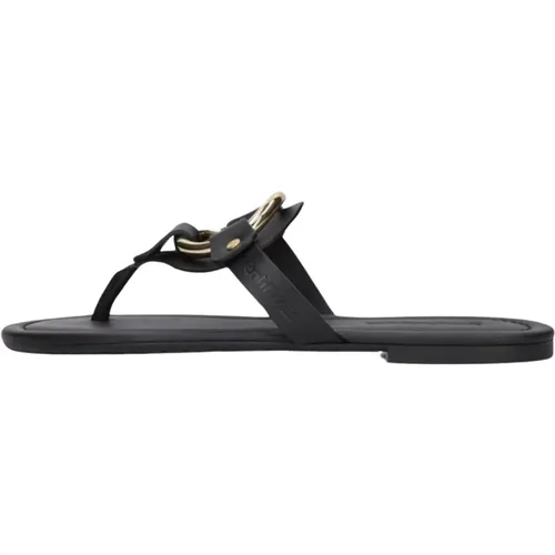 Schwarze Leder Sommer Sandalen Hana , Damen, Größe: 36 EU - See by Chloé - Modalova