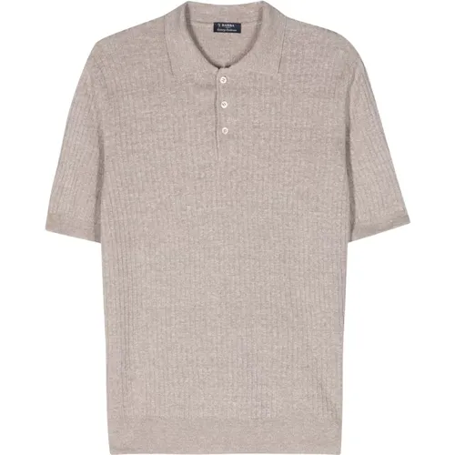 Ribbed Linen Cotton Polo Shirt , male, Sizes: XL, 2XL, 3XL, L - Barba - Modalova
