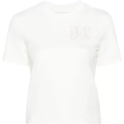 Monogram Tee - Stylish Women's T-shirt , female, Sizes: M, S, L, XS - Palm Angels - Modalova