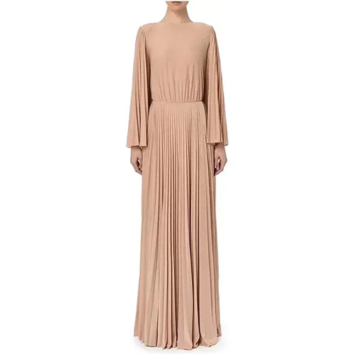 Nude Lurex Jersey Plissiertes Kleid , Damen, Größe: XS - Elisabetta Franchi - Modalova