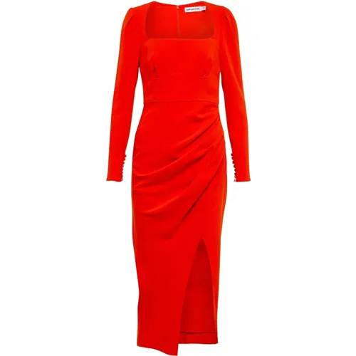 Rotes Crepe Midi Kleid , Damen, Größe: 2XS - Self Portrait - Modalova