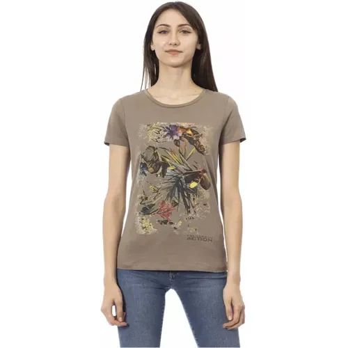 Womens Cotton T-Shirt with Front Print , female, Sizes: L, M, XS, S, XL - Trussardi - Modalova