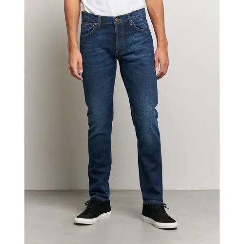 Slim Fit Bio-Denim Jeans mit Abnutzungsdetails , Herren, Größe: W36 - Nudie Jeans - Modalova
