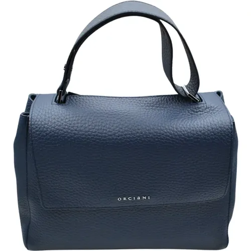 Blaue Lederhandtasche , Damen, Größe: ONE Size - Orciani - Modalova