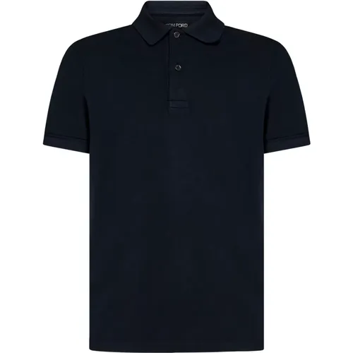 Blaues Polo Shirt Klassischer Schnitt Baumwolle , Herren, Größe: XL - Tom Ford - Modalova