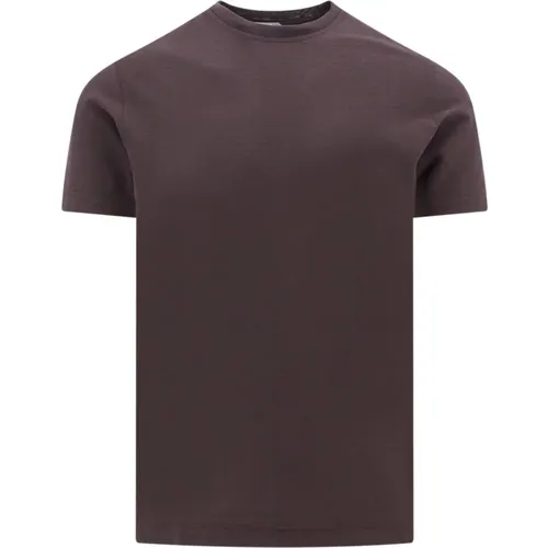 Braunes geripptes T-Shirt , Herren, Größe: 2XL - Zanone - Modalova