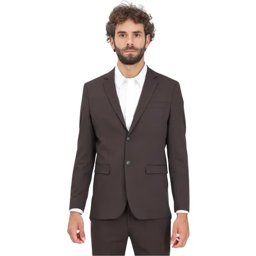 Braune Slim Fit Blazer Jacke , Herren, Größe: 2XL - Selected Homme - Modalova